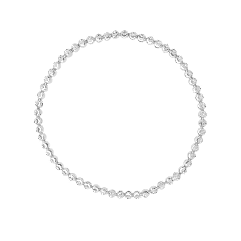 14K Moon-Cut Bead Stretch Bracelet-White