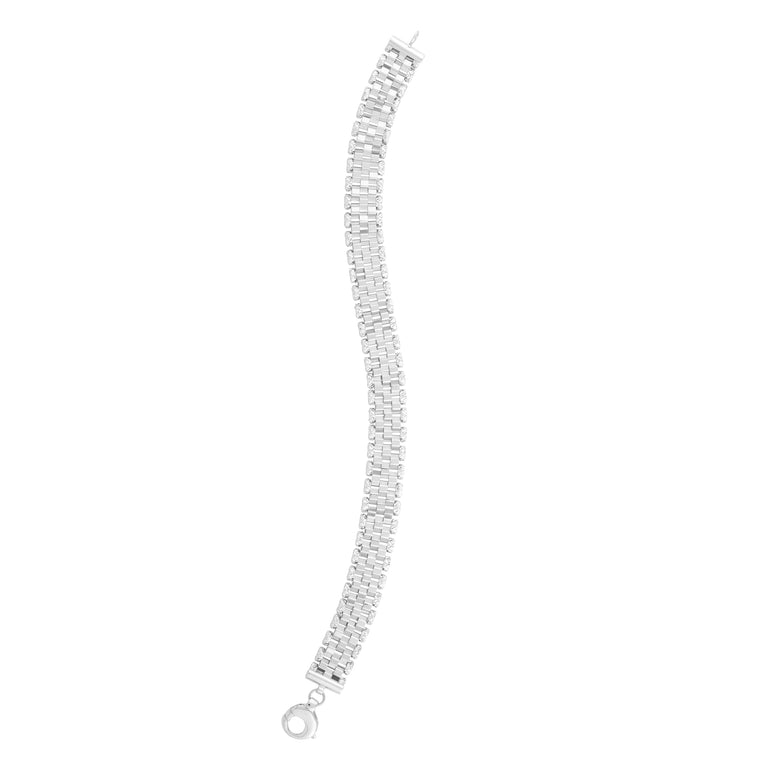 14K Faceted Panther Link Bracelet-White | Lobster