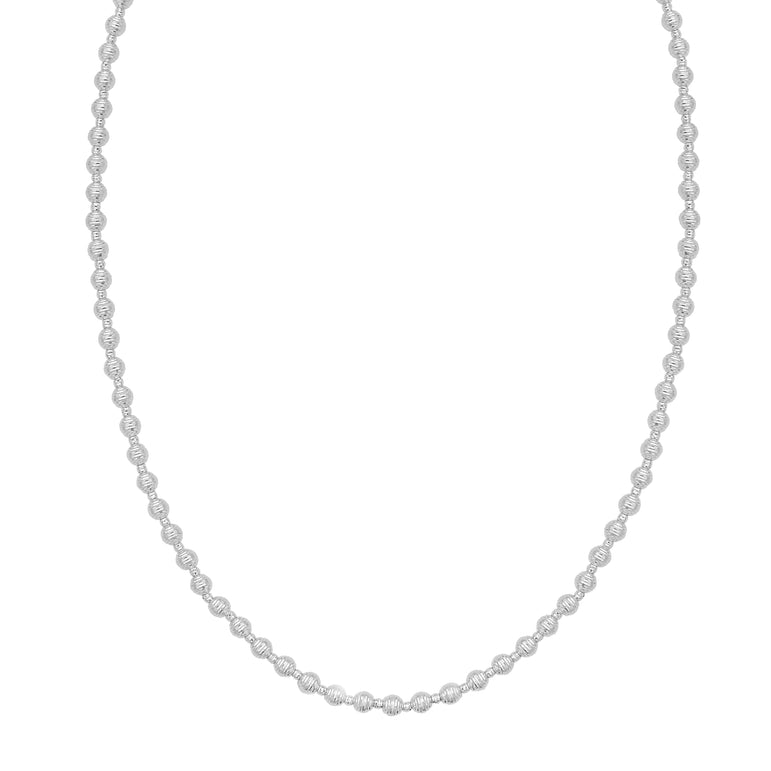 14K Disco DC Bead Necklace-White | Lobster