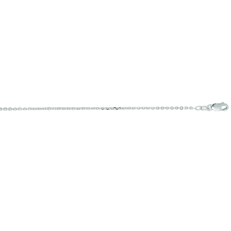 14K Gold 1.3mm Diamond Cut Cable Chain -White | Lobster
