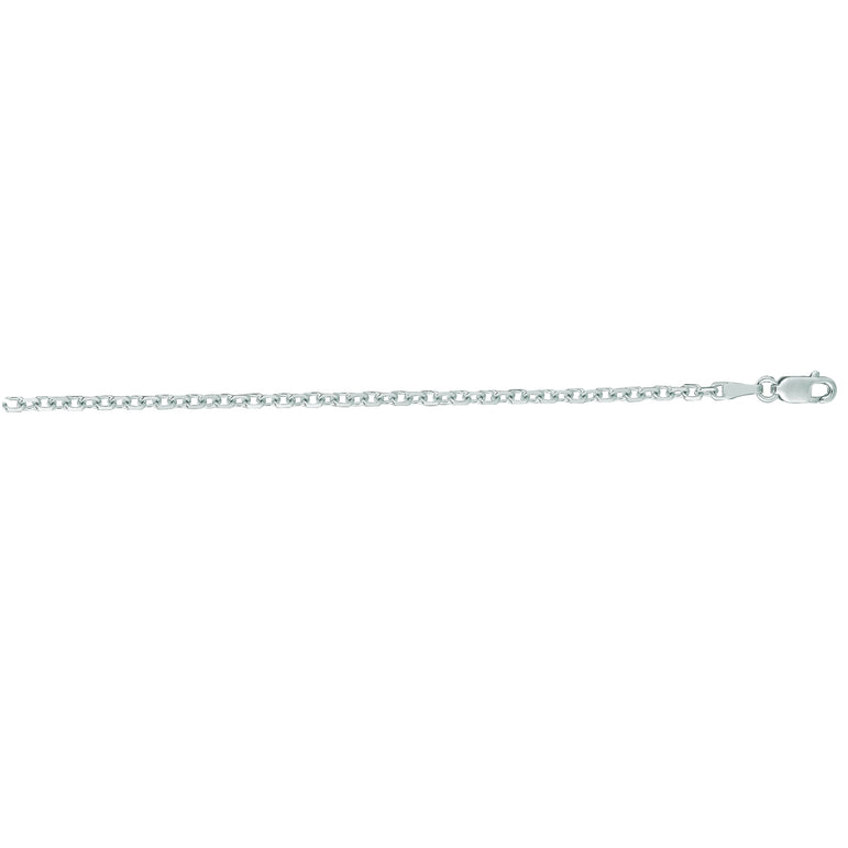 14K Gold 2.3mm Diamond Cut Cable Chain -White | Lobster