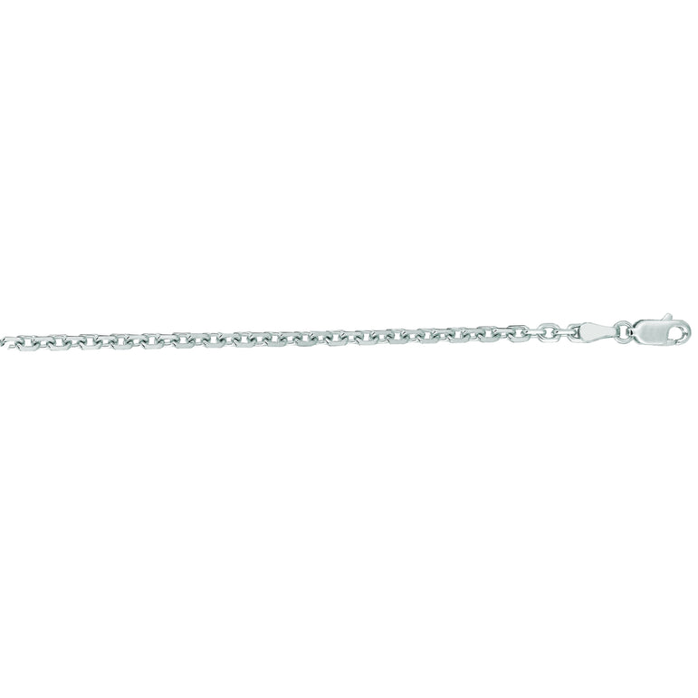 14K Gold 3.1mm Diamond Cut Cable Chain -White | Lobster