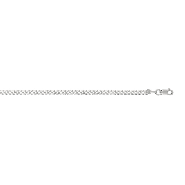 14K Gold 2.6mm Comfort Curb Chain-White | Lobster