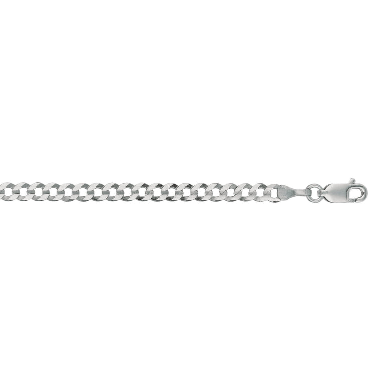 14K Gold 3.6mm Comfort Curb Chain -White | Lobster
