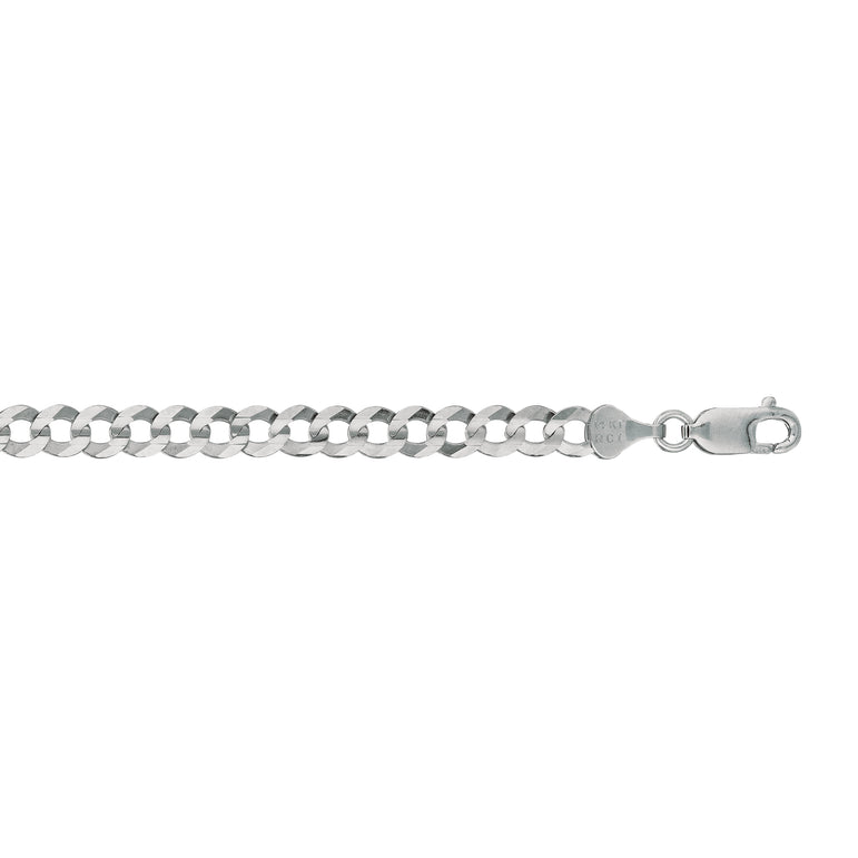 14K Gold 5.7mm Comfort Curb Chain -White | Lobster