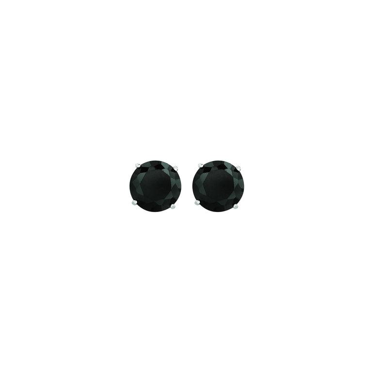 14K Gold 6mm Black CZ Stud Earring-White | Push Back