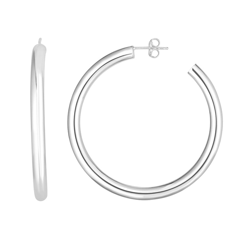 14K Gold 4mm Polished C Hoop Earring-White | Push Back