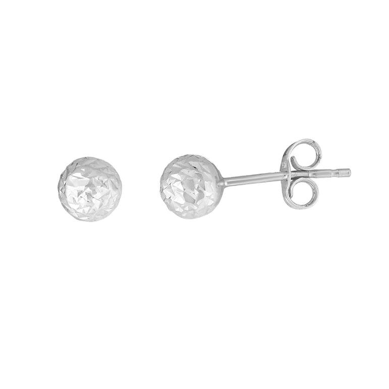 14K Gold 5mm Crystal Cut Post Earring-White | Push Back