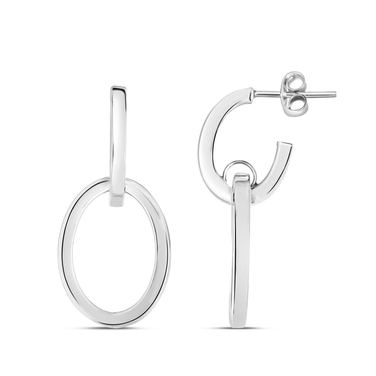 14K Gold Interlocking Drop Hoops-White | Push Back