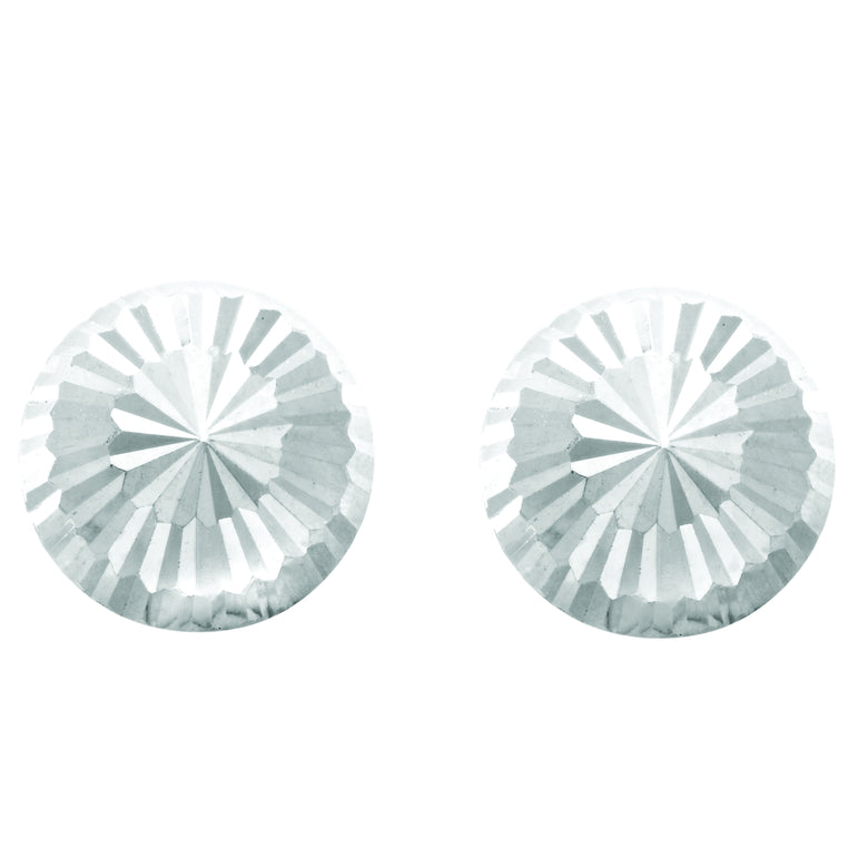 14K Gold Large Diamond Cut Burst Post Earring-White | Push Back