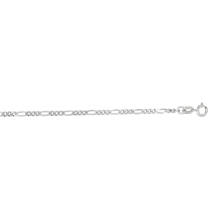 14K Gold 1.9mm Figaro Chain -White | Spring Ring