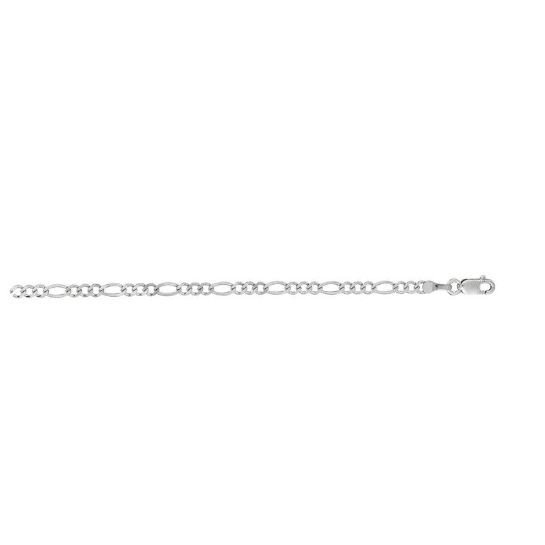 14K Gold 2.6mm Figaro Chain-White | Lobster