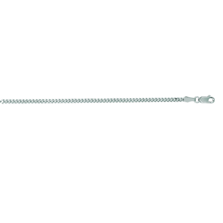 14K Gold 2.2mm Gourmette Chain-White | Lobster