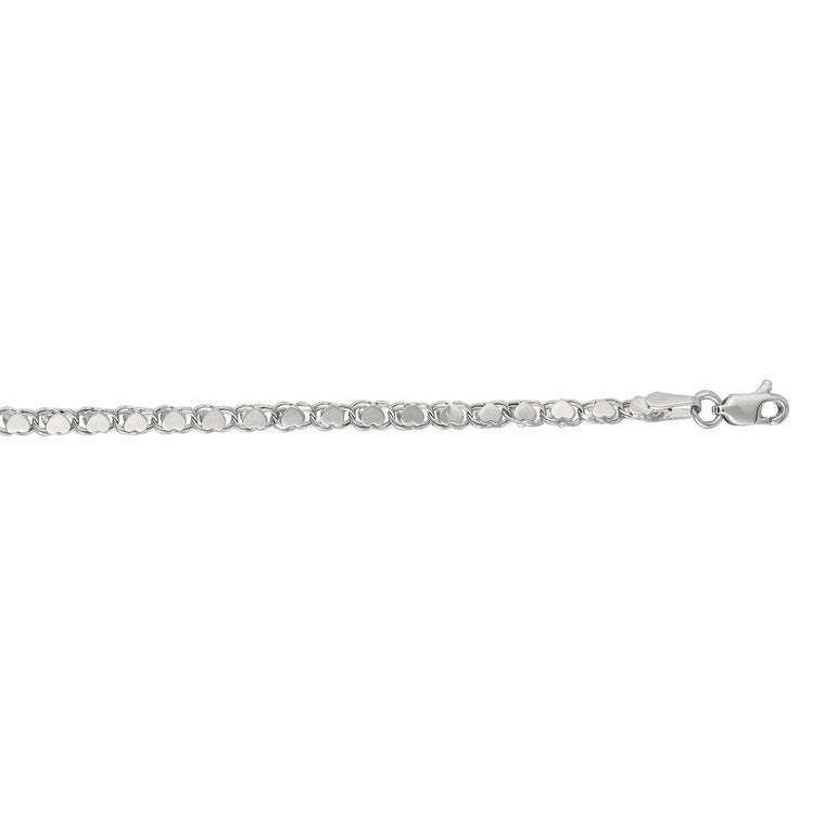 14K Gold 3mm Heart Chain-White | Lobster