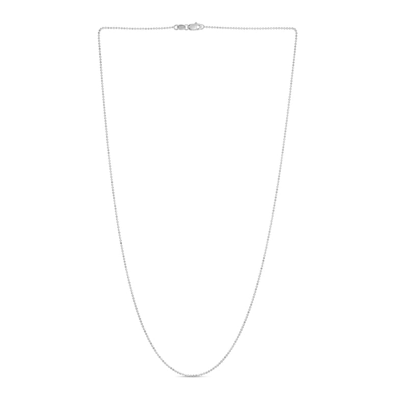 14K Gold 0.9mm Diamond Cut Bead Chain-White | Lobster