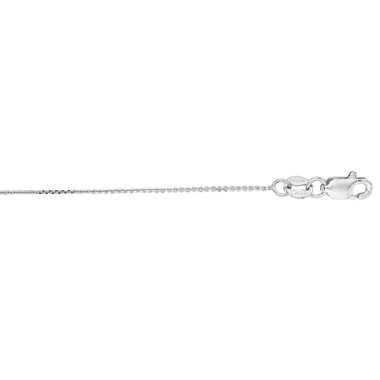 14K Gold .5mm Diamond Cut Flat Cable Chain -White | Lobster