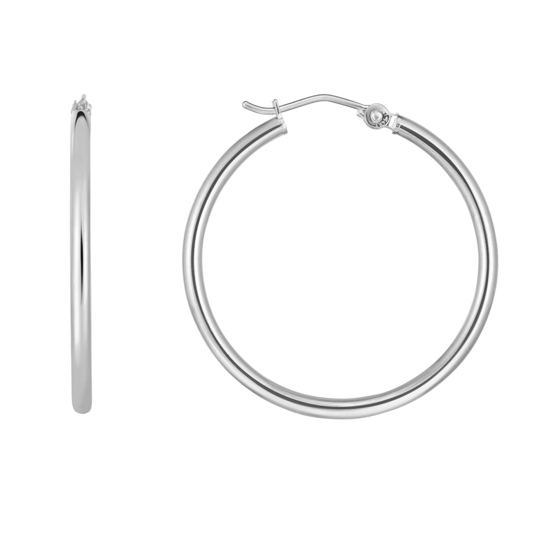 14K Gold 2x30mm Hoops-White | Hinged