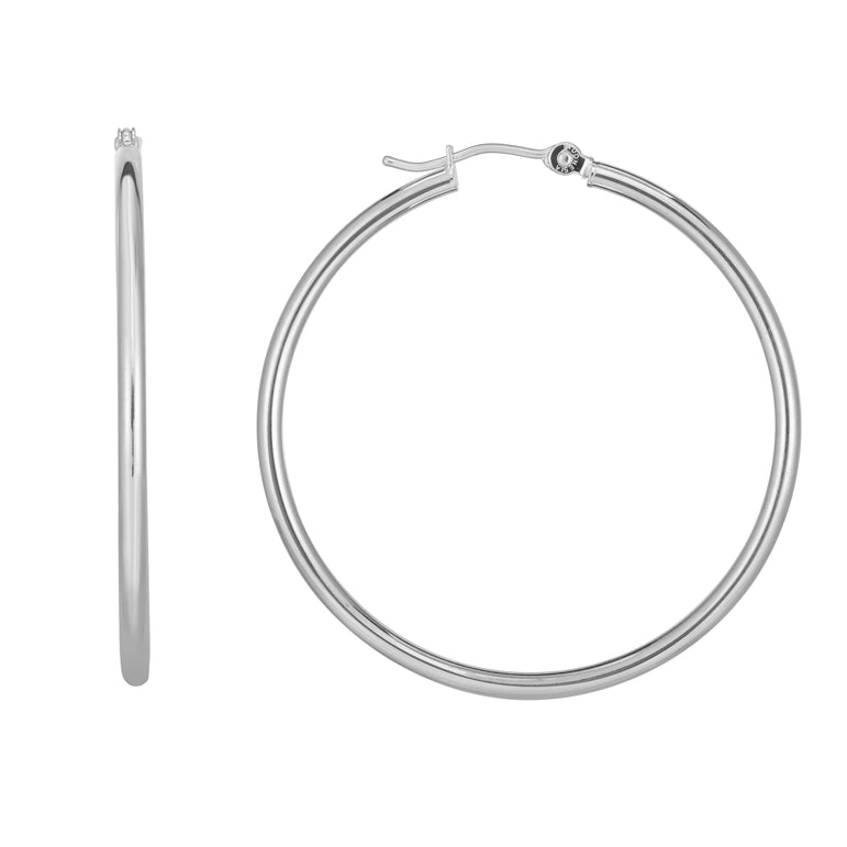 14K Gold 2x40mm Hoops-White | Hinged