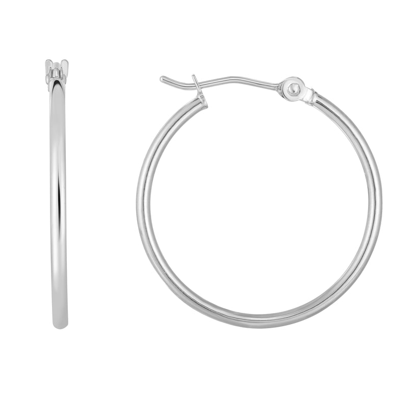 14K Gold 1.5x25mm Hoops-White | Hinged