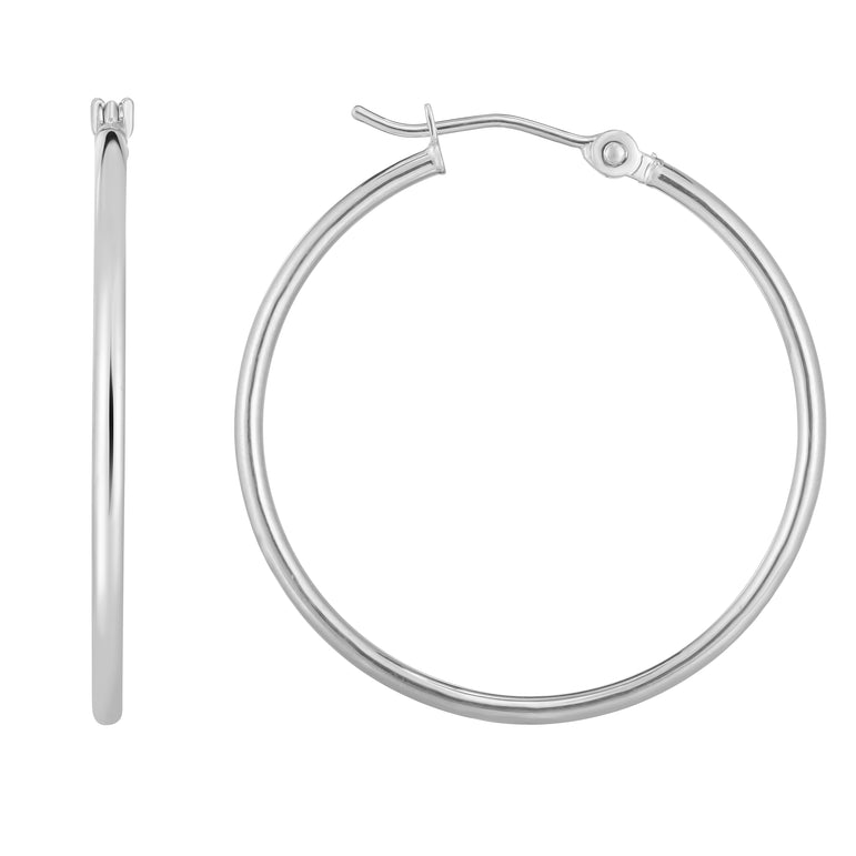 14K Gold 1.5x30mm Hoops-White | Hinged