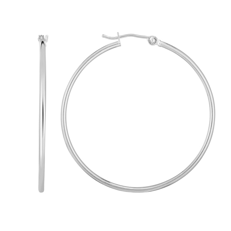 14K Gold 1.5x40mm Hoops-White | Hinged
