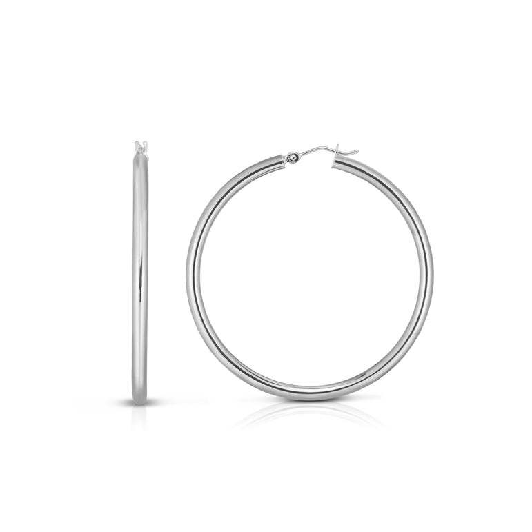 14K Gold 3x20mm Hoops-White | Hinged