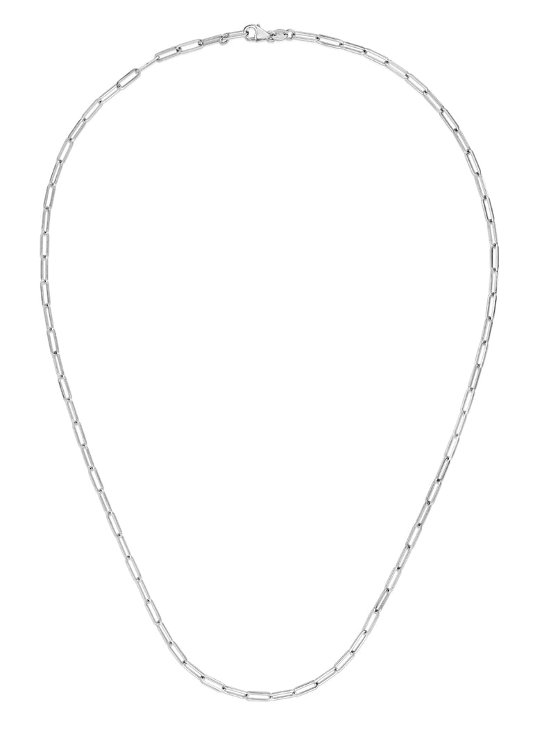 14K Gold 2.5mm Paperclip Chain -White | Pear Shaped Lobster