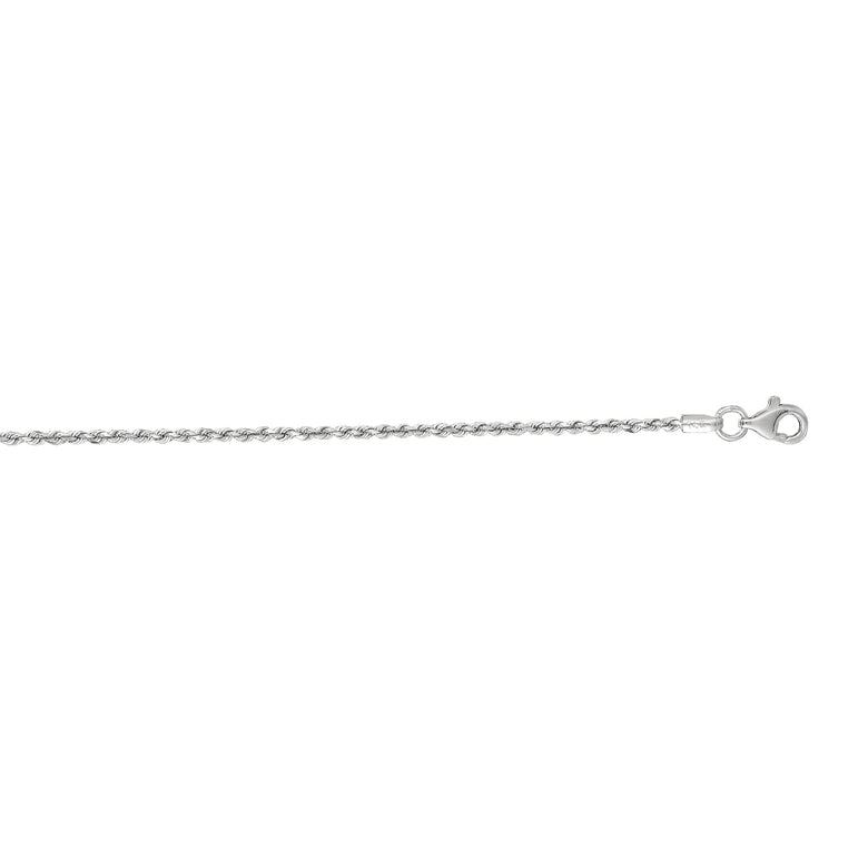 14K Gold 1.6mm Diamond Cut Royal Rope Chain-White | Lobster