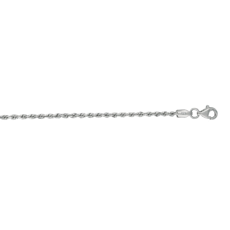 14K Gold 1.8mm Diamond Cut Royal Rope Chain-White | Lobster