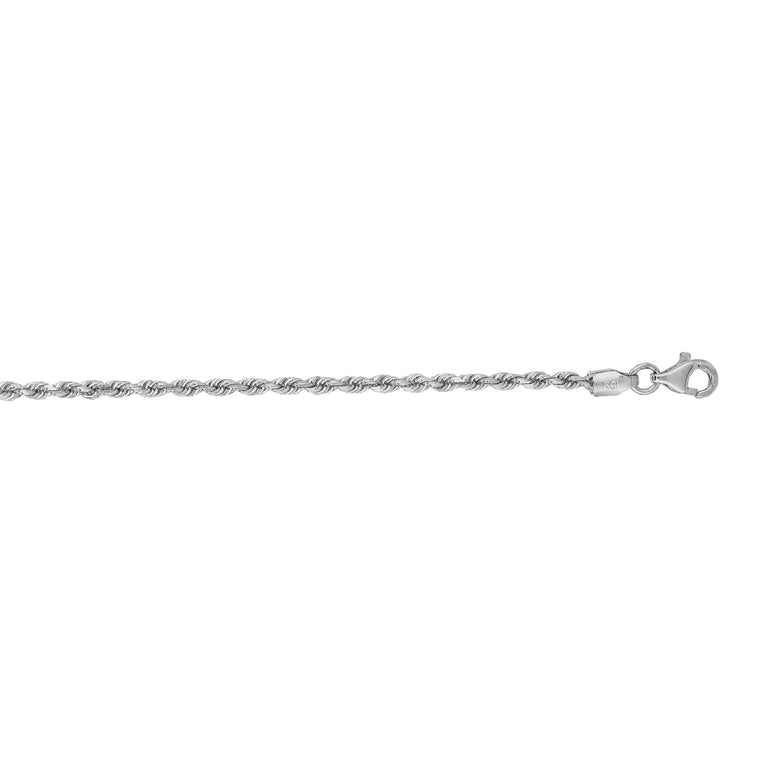 14K Gold 2mm Diamond Cut Royal Rope Chain-White | Lobster