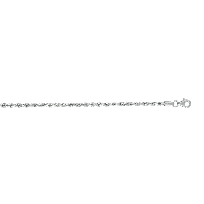 14K Gold 2.5mm Diamond Cut Royal Rope Chain -White | Lobster