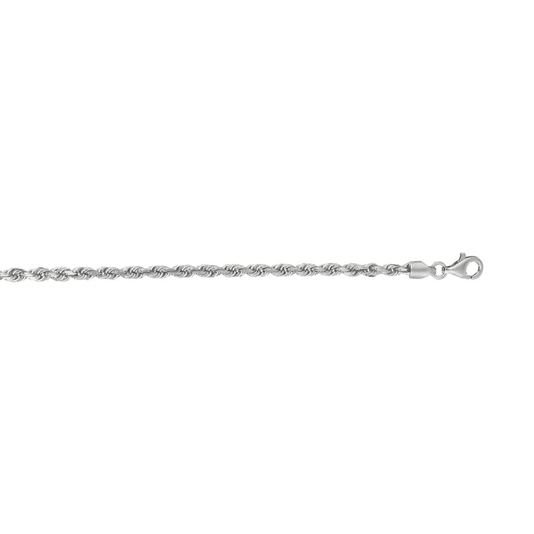 14K Gold 3mm Diamond Cut Royal Rope Chain -White | Lobster