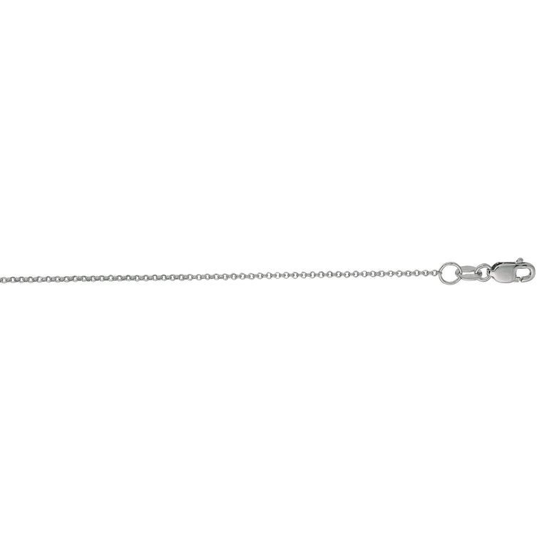 14K Gold 1.1mm Diamond Cut Rolo Chain-White | Lobster