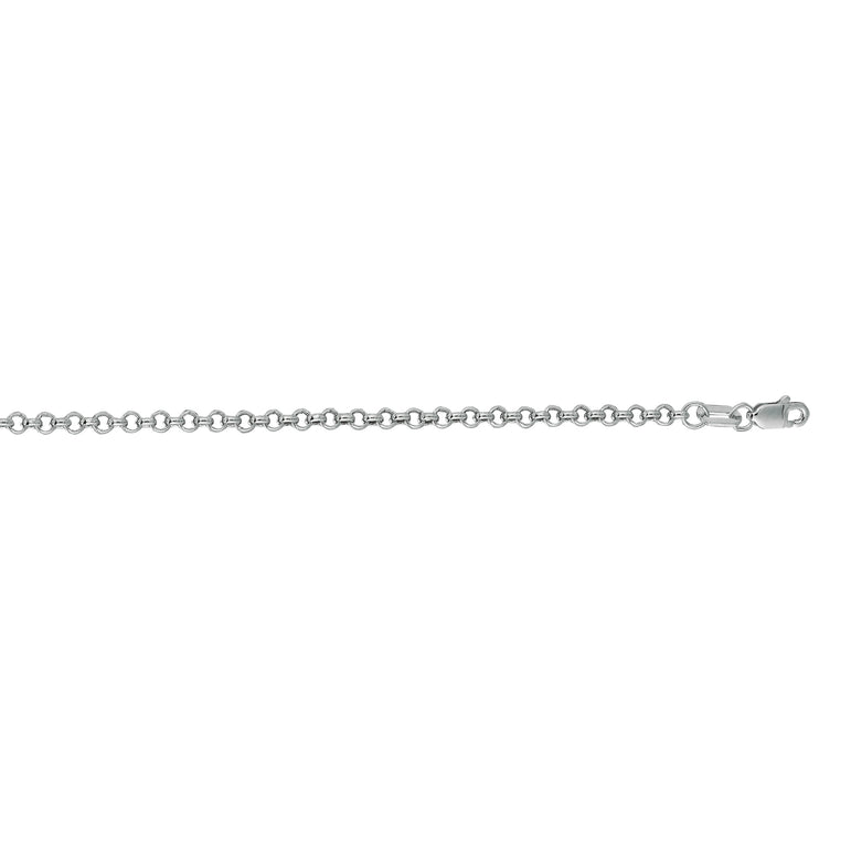 14K Gold 2.5mm Lite Rolo Chain-White | Lobster