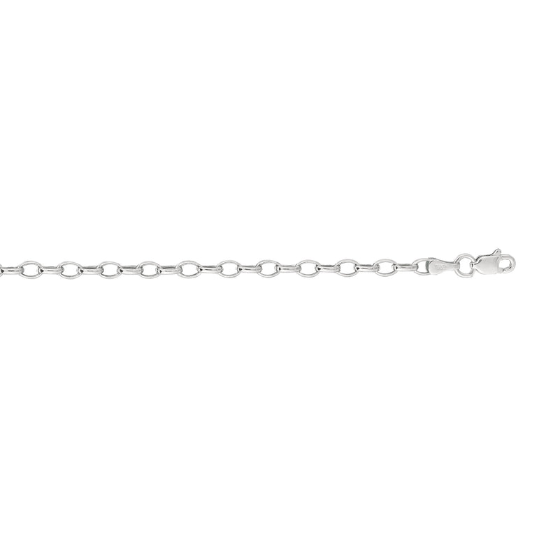 14K Gold 3.2mm Lite Oval Rolo Chain-White | Lobster