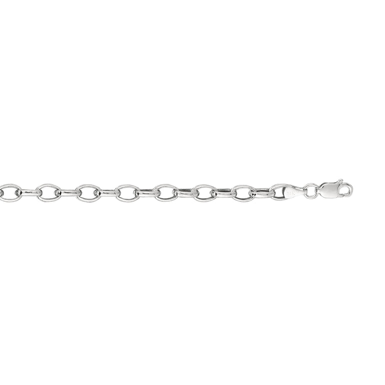14K Gold 4.6mm Lite Oval Rolo Chain -White | Lobster