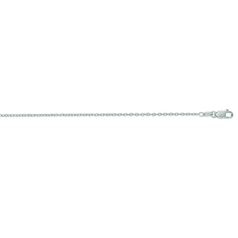 14K Gold 1.5mm Oval Cable Chain -White | Pear Shaped Lobster
