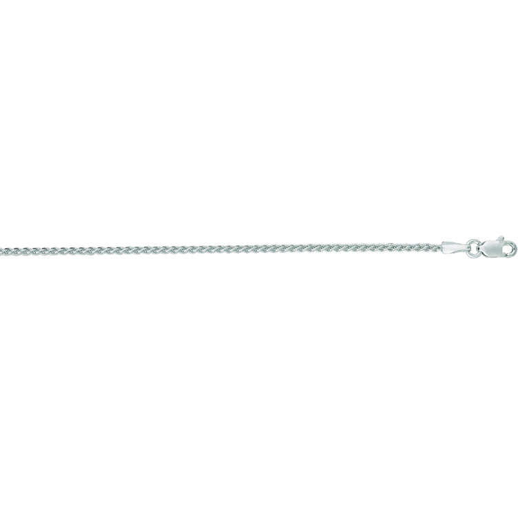 14K Gold 1.5mm Round Wheat Chain -White | Lobster