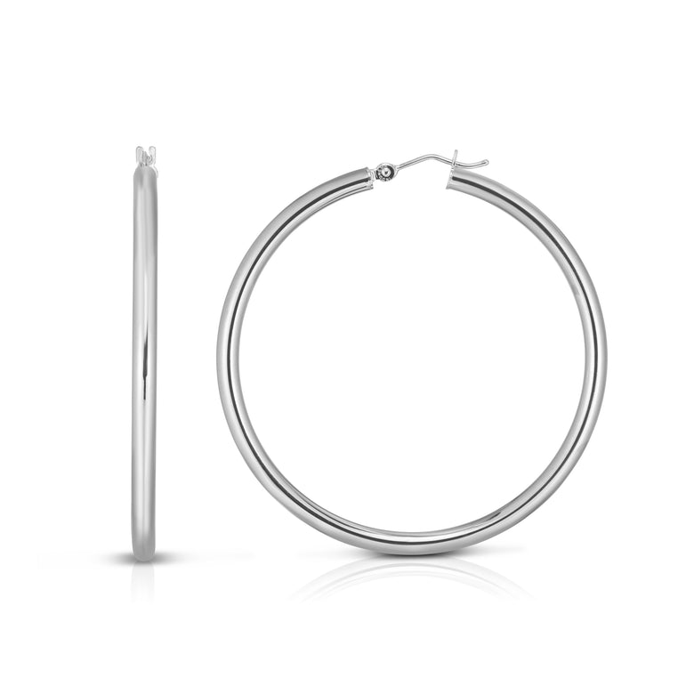14K Gold 3x40mm Hoops-White | Hinged