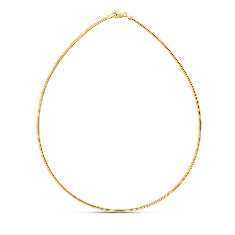14K Gold 2mm Classic Omega -Yellow | Lobster