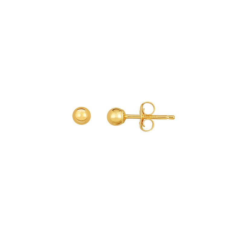 10K Gold Polished 4mm Ball Stud Earring-Yellow | Push Back