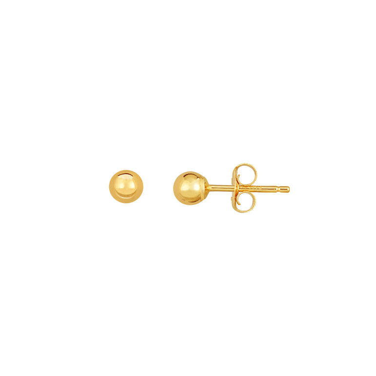 10K Gold Polished 5mm Ball Stud Earring-Yellow | Push Back