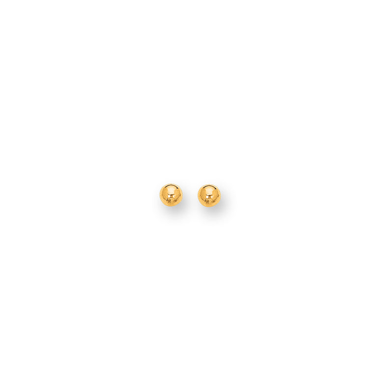 10K Gold Polished 6mm Ball Stud Earring-Yellow | Push Back