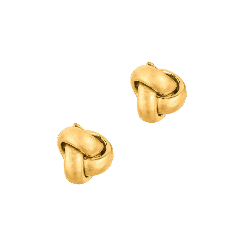 10K Gold Polished Love Knot Stud Earring-Yellow | Push Back