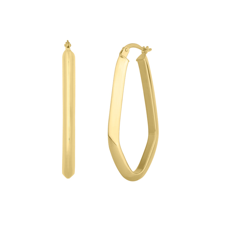 10K Geometric Oval Hoop Earring-Yellow | Hinged