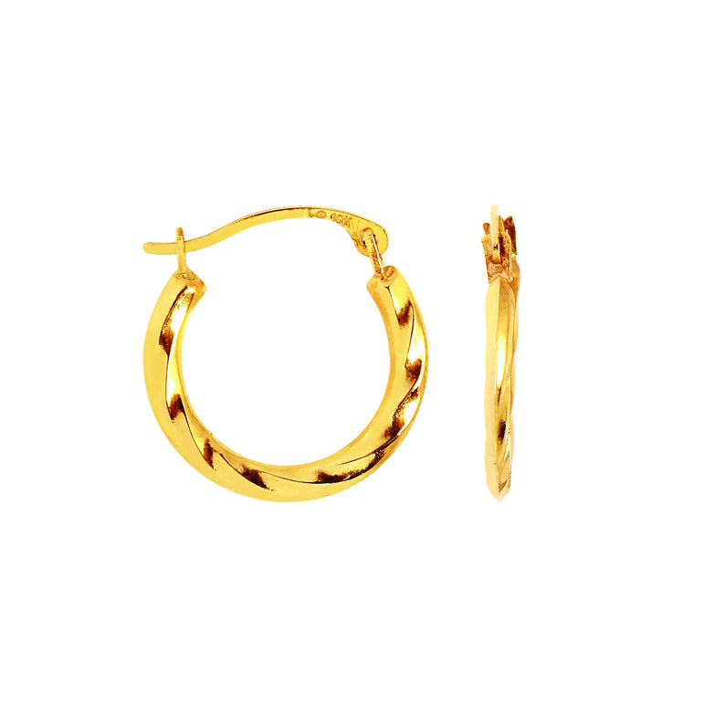 10K Gold Mini Twist Hoop Earring-Yellow | Hinged