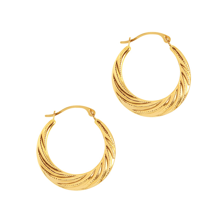 10K Gold Round Graduated Twist Hoop Earring-Yellow | Hinged