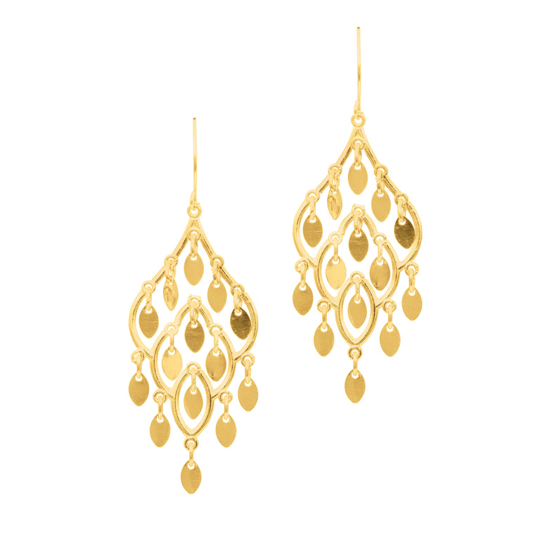 10K Gold Chandelier Earring-Yellow | Euro Wire