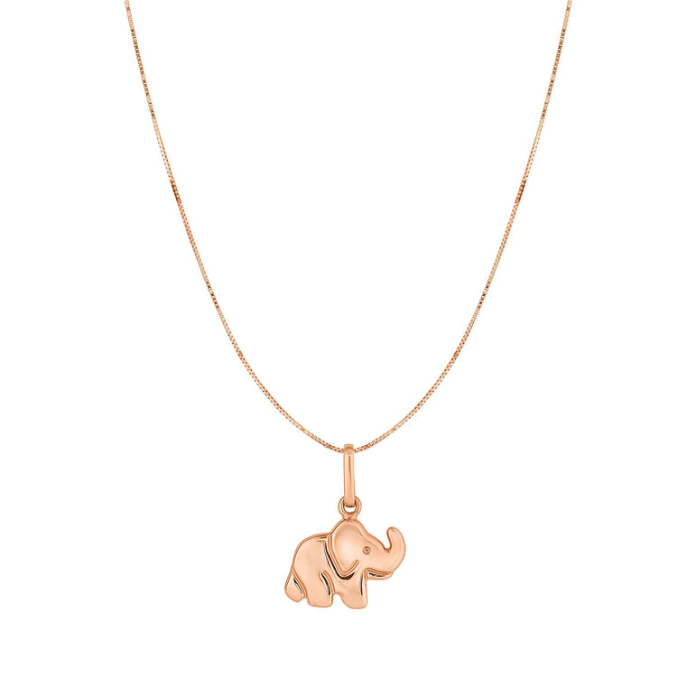 10K Gold Elephant Necklace-Rose | Lobster