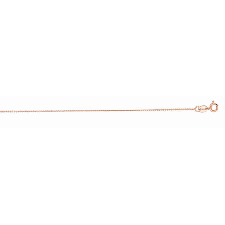 10K Gold 1.1mm Diamond Cut Cable Chain -Rose | Lobster